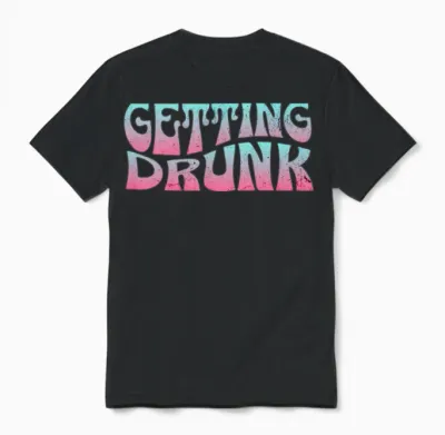 Getting Drunk Groovy Retro Unisex T-Shirt - Black