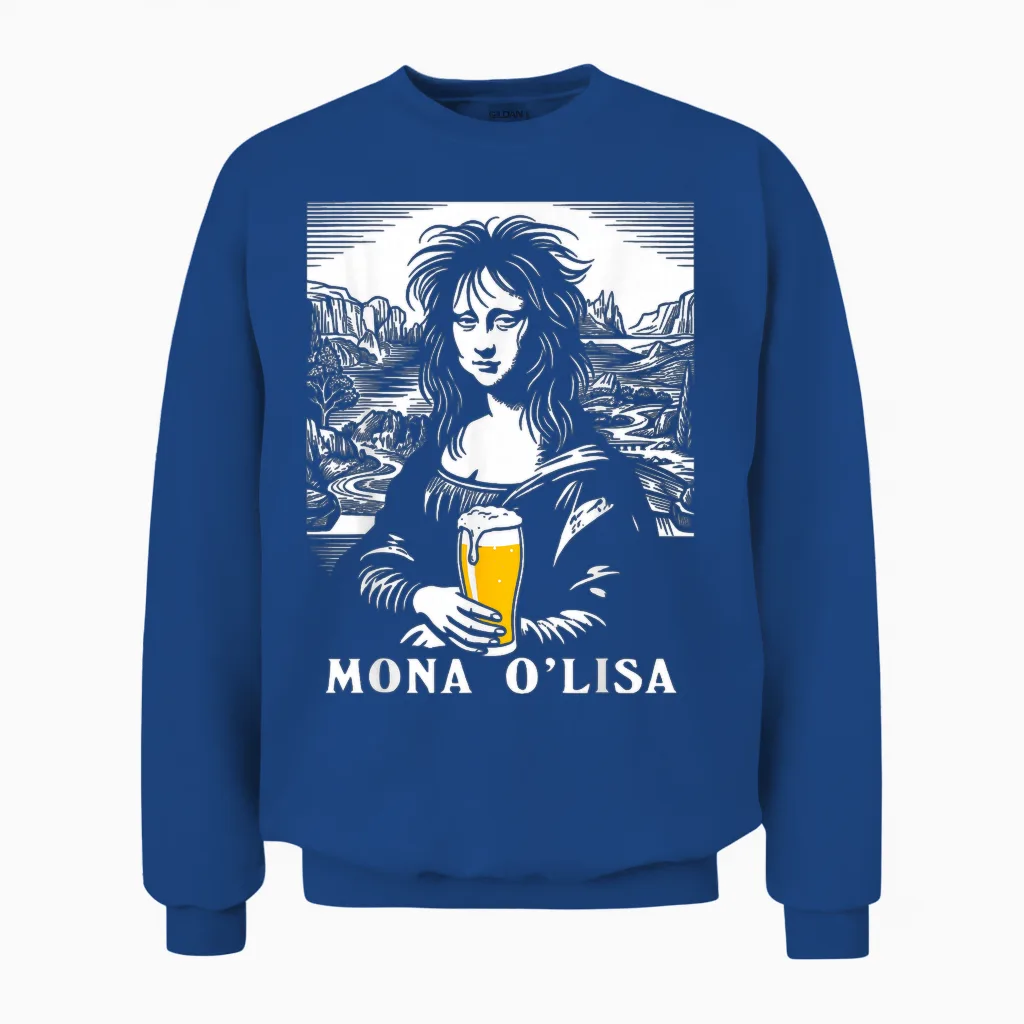 Bière Drôle Irlandaise Mona Lisa Hangover Beer Lover Unisex Sweatshirt in Royal
