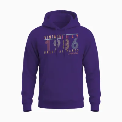 Retro 1986 July Unisex Hoodie - Purple