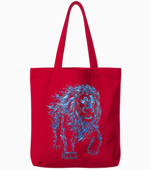 Lions Tshirt Men Women Blue Animal School Sport Fan Lion Tote Bags in Red