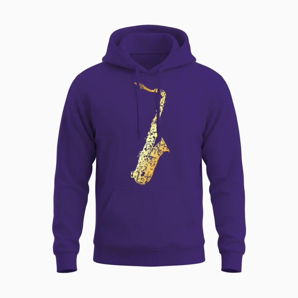 Tenor Saxophon (vintage Goldgelb Links) Saxophonist Sax Unisex Hoodie in Purple