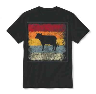 Cow Retro Unisex T-Shirt - Black