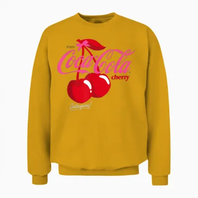 Enjoy Coca Cola Cherry Cola Outrageous! T-Shirt, Gray Unisex Sweatshirt - Gold