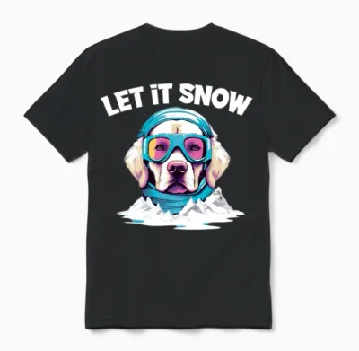 Dog with Ski Goggles Snow Snowfall for a Dog Unisex T-Shirt - Black