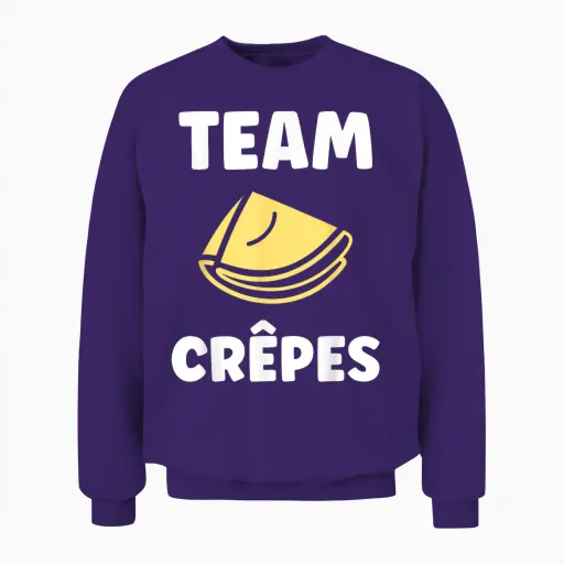 Food Quote Humor Crepe Team Crepes T-Shirt, Black, S Unisex Sweatshirt - Purple