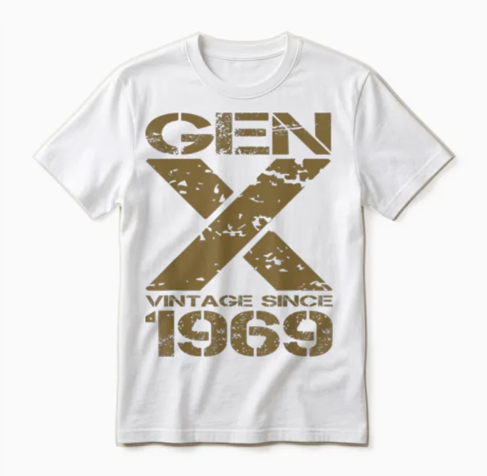 Gen X Vintage Depuis 1969 Retro Generation X Unisex T-Shirt in White