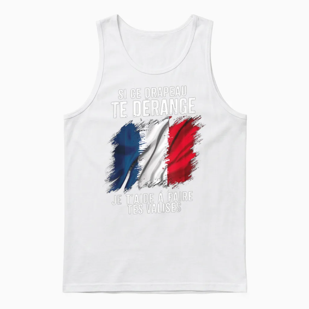 French Patriot Flag Je T'aide T'aide Γ‘ Faire Tes Suites Unisex Tank Top in White