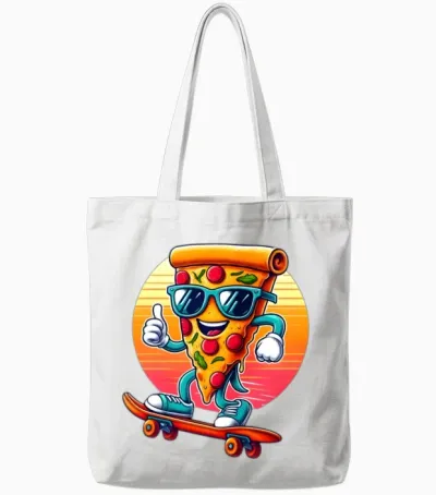 Funny Pizza Tote Bags - White