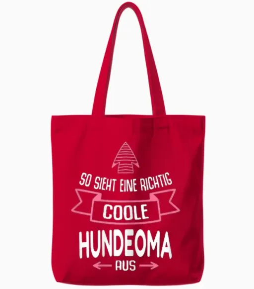 Dog Grandma Dog Grandma Puppy Sayings T-Shirt, Black Tote Bags - Red