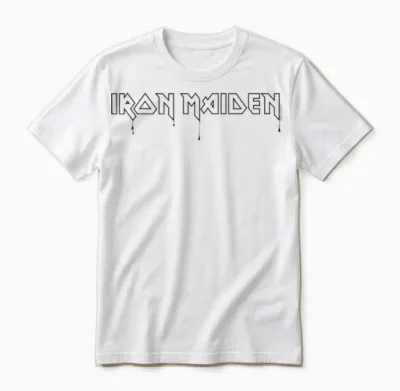 Iron Maiden - Weißes Logo T-Shirt, Unisex, Kurzarm, S, Klassisch, Crew-Ausschnitt, Doppelt Genähter Saum, Importiert Unisex T-Shirt - White