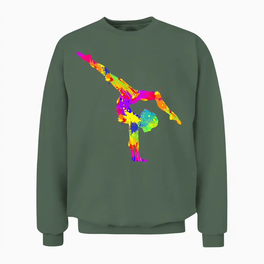 Gymnastics Women's Girls' Children's T-Shirt, Black Unisex Sweatshirt in Military Green
