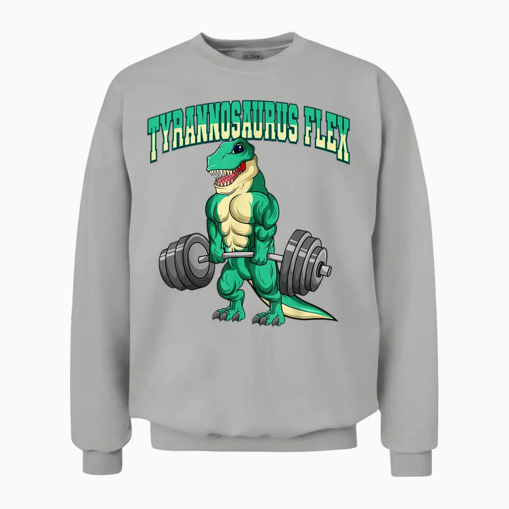 Lustige Workout Geschenkideen Bodybuilding Fitness Tyrannosaurus Flex Dino T-Rex T-Shirt, Schwarz, Kleinkind, Unisex, Kurzarm, T-Shirt, Fitness-T-Shirt Mit Tyrannosaurus-Design Unisex Sweatshirt in Ash