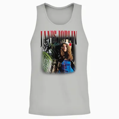 Janis Joplin Baron Homage 60s Rock T-Shirt, Black Unisex Tank Top - Ash