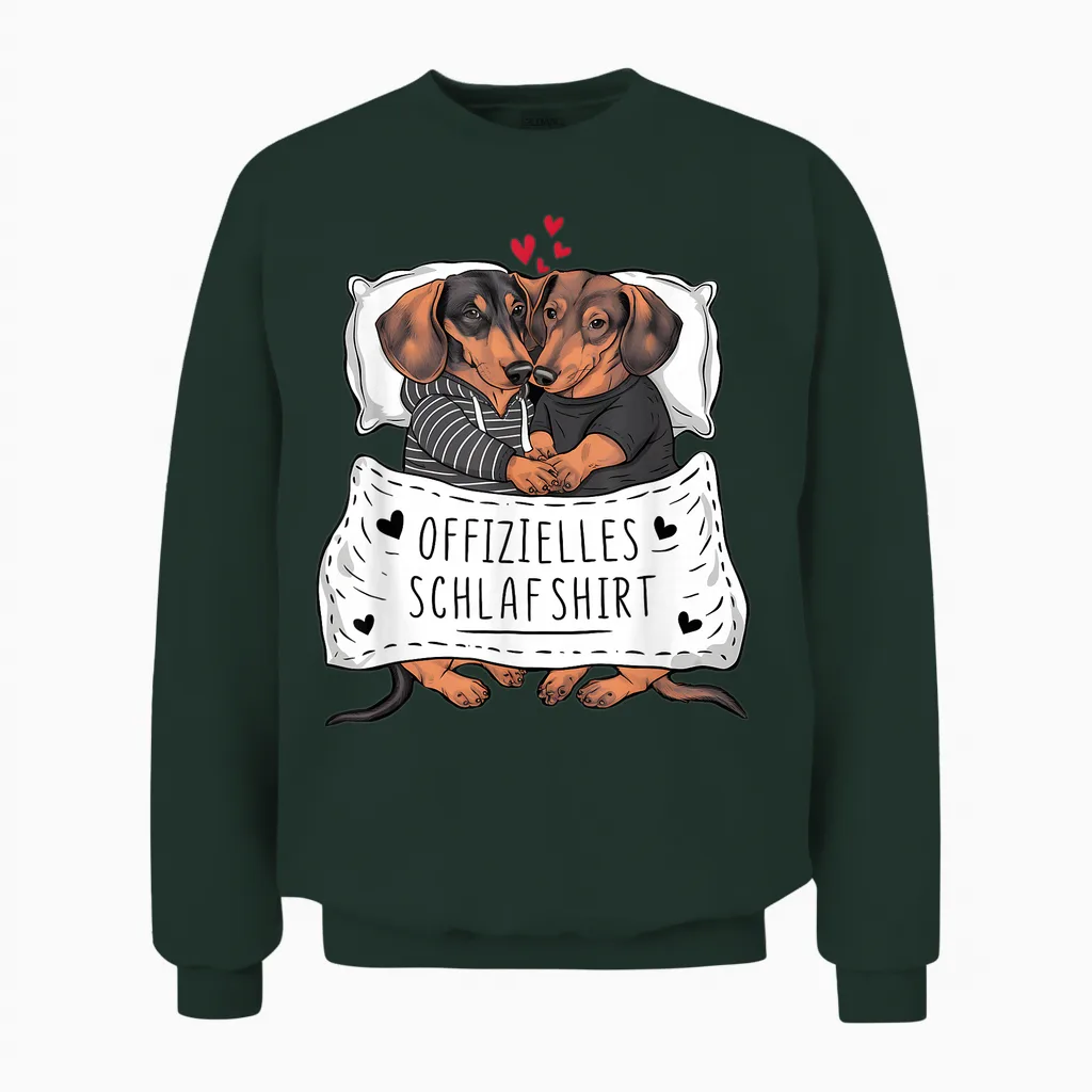 Offizielles Schlafshirt Süßes Dackel Paar Schlaf Unisex Sweatshirt in Forest