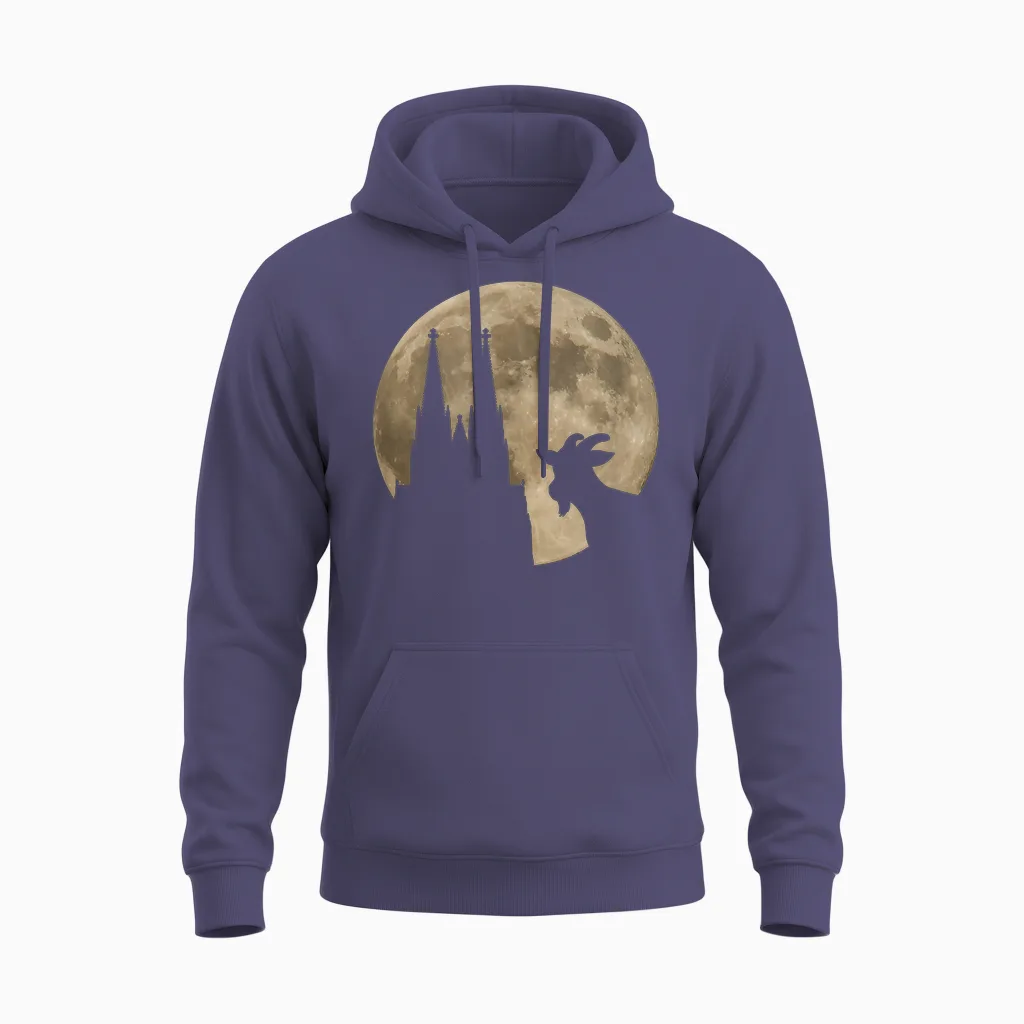 Cologne, My Town! Geißbock with Cathedral and Moon. Cologne Pride T-Shirt, Black Unisex Hoodie in Heather Sport Dark Navy