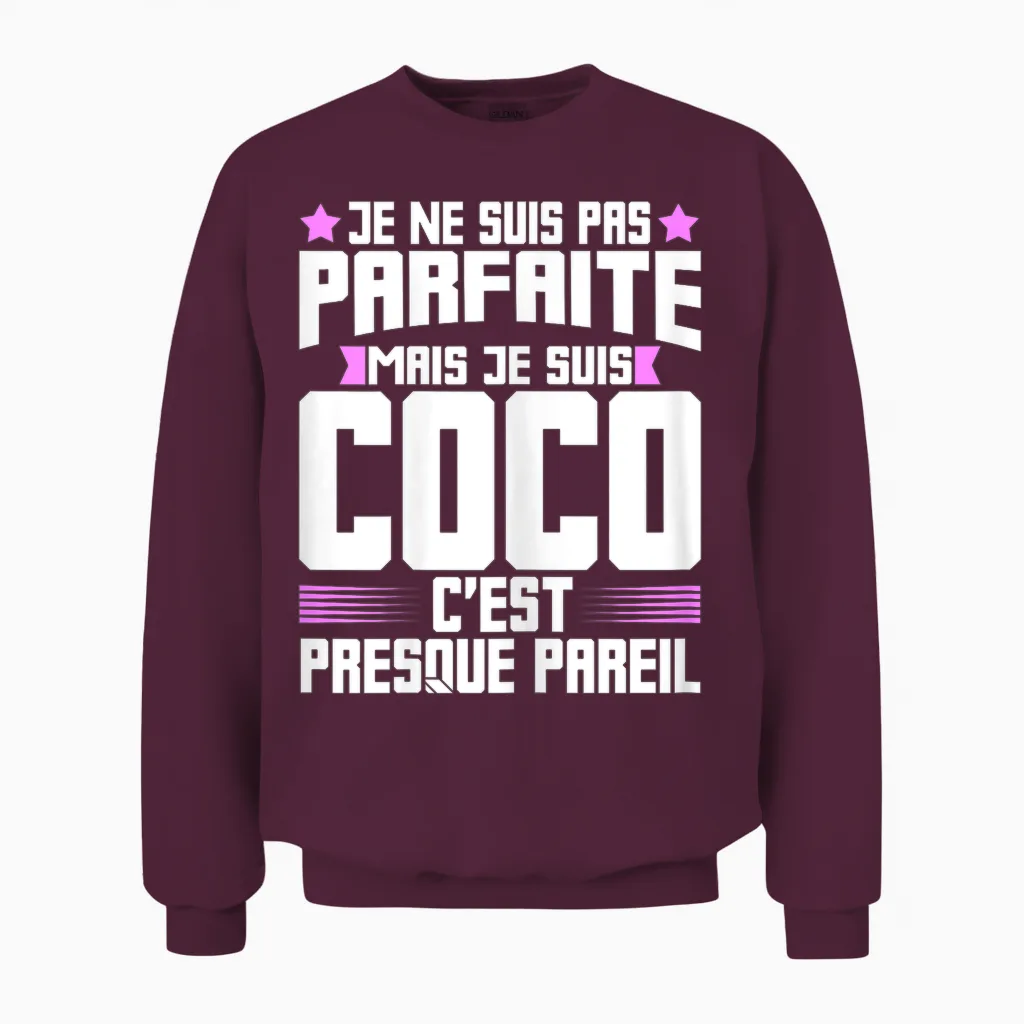Coco Parfait | Quote Humour Coco Nickname Coco T-Shirt, Black, Female X-Small Unisex Sweatshirt in Maroon