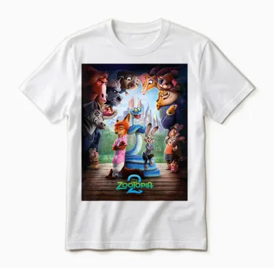 Disney Zootopia 2 Nick Judy & Gary Surrounded Poster Art Unisex T-Shirt - White