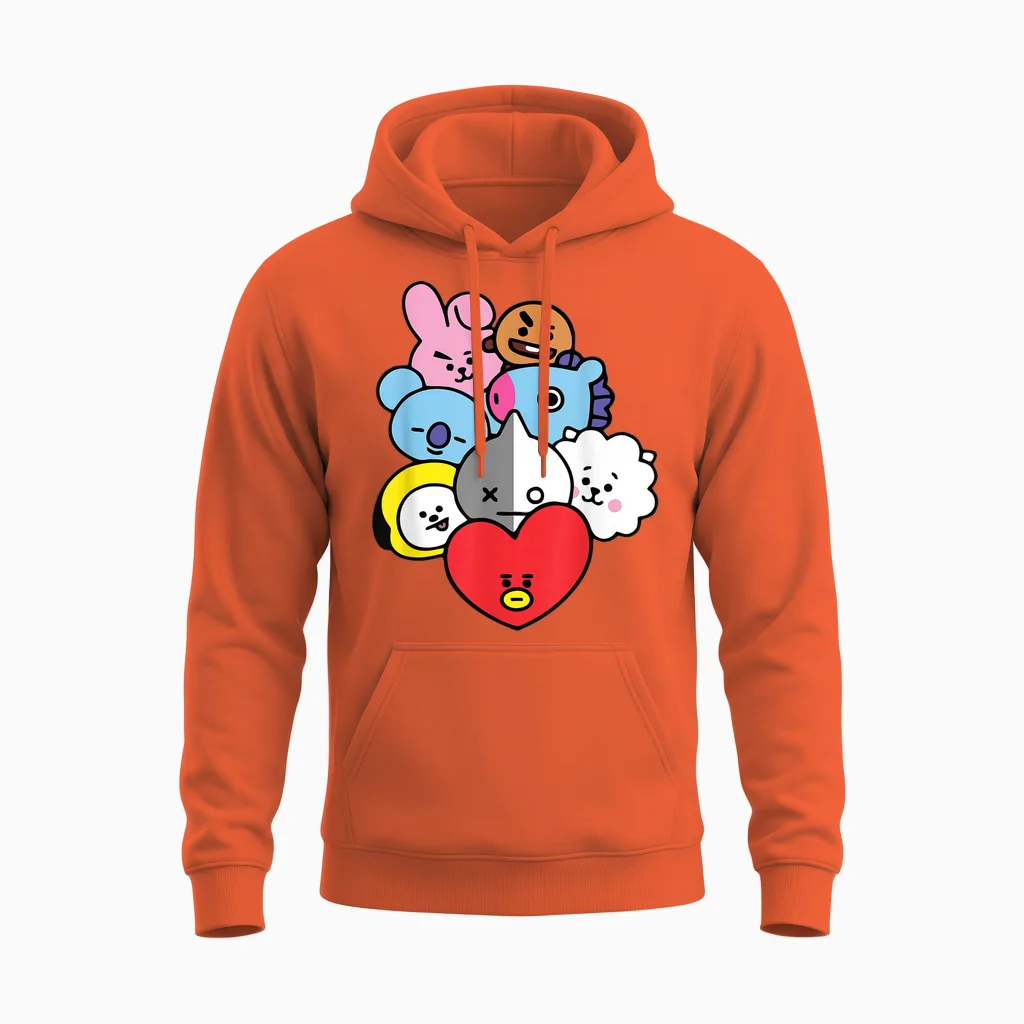 Cool K-Pop Cute Love Symbol K-Drama Korean Pop Music Fans Unisex Hoodie in Orange