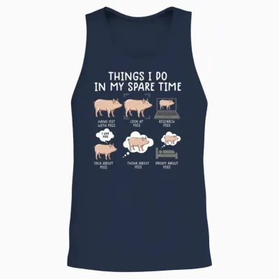 Funny Pig Pig Pig Farm Unisex Tank Top - Navy