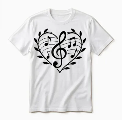 Music Heart Passion Pattern Musician with Treble Clef Unisex T-Shirt - White