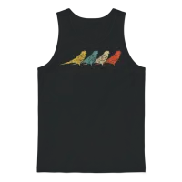 Vintage Retro Budgie Bird Budgerigar Unisex Tank Top - Black – 1