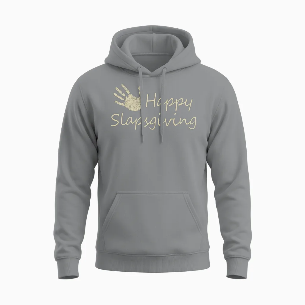 Funny Happy Slapsgiving Unisex Hoodie in Sport Grey