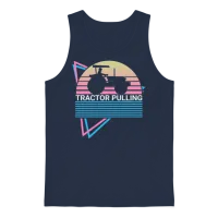 Tractor Pulling Retro Unisex Tank Top - Navy – 1