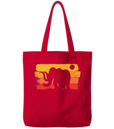 Retro Mammoth Elephant Tote Bags - Red