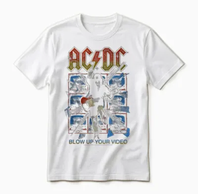 Offizielle Ac/dc Blow Up Your Video Rockmusik Band Logo Unisex T-Shirt - White