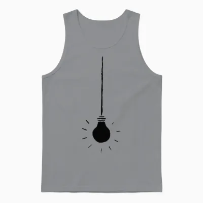 Hand Cut Linocut Hanging Light Bulb Minimalist Gra Unisex Tank Top - Sport Grey