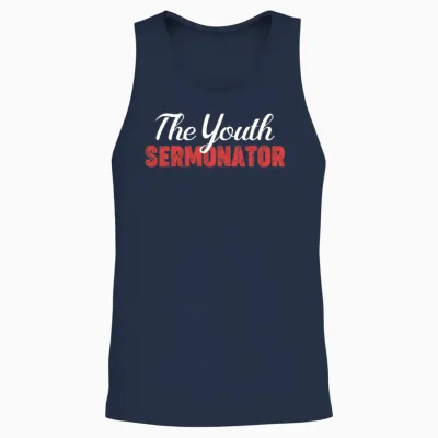 The Youth Sermonator Funny Youth Pastor Teen Unisex Tank Top - Navy