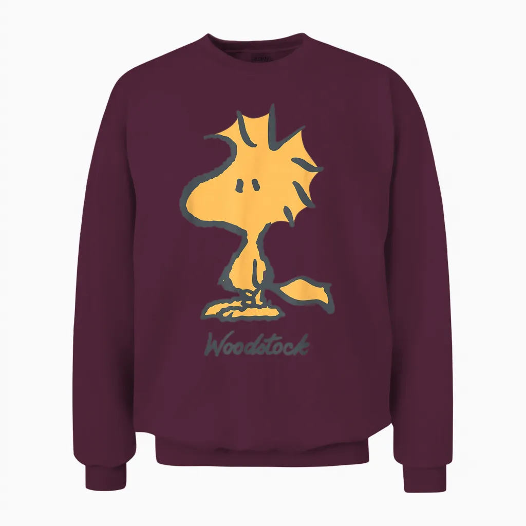 Peanuts - Woodstock Oversized T-Shirt, Black, S Unisex Sweatshirt in Maroon