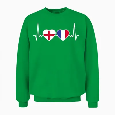 England France Heartbeat English Unisex Sweatshirt - Irish Green