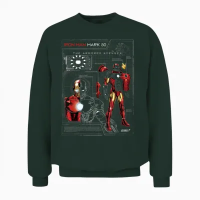 Iron Man Armor Plated Suit Blue Print Schematic Unisex Sweatshirt - Forest