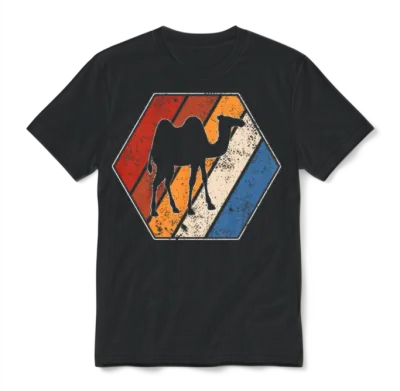 Camel Retro Unisex T-Shirt - Black