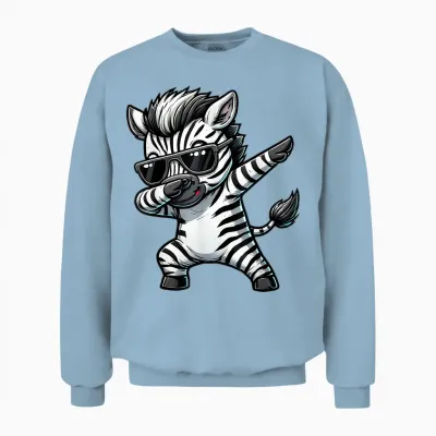 Dabbing Zebra Funny Zebra on Dabben Gift Zebra T-Shirt, Black Unisex Sweatshirt - Light Blue