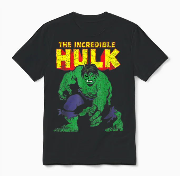 Marvel Classic the Incredible Hulk Distressed Portrait T-Shirt Small Unisex T-Shirt in Black