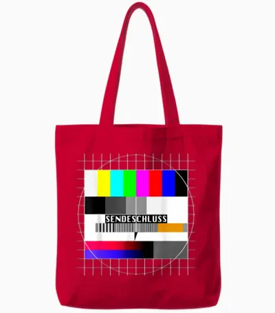 Test Image Sendeschluss 90s Party 80s Outfit Costume T-Shirt, Black Tote Bags - Red