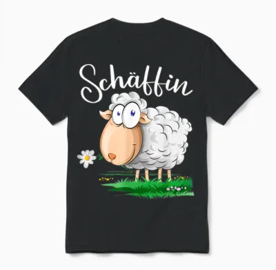 T-Shirt with German Text "sheep Says" [german Language], Black Unisex T-Shirt - Black