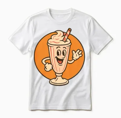 Retro Milkshake Mascot Unisex T-Shirt - White