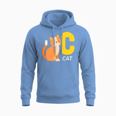 Cat Alphabet Funny Unisex Hoodie - Carolina Blue