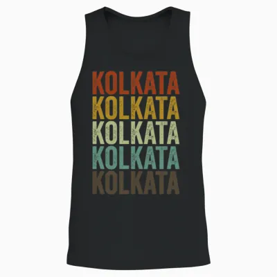 Kolkata India Retro Vintage Unisex Tank Top - Black
