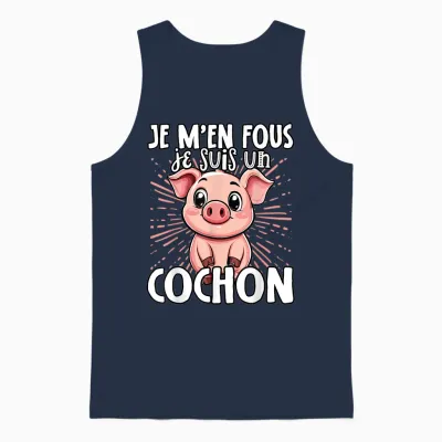 Je M'en Fous Je Suis Un Cochon - Cute Pig T-Shirt, Black, S Unisex Tank Top - Navy