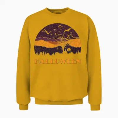 Halloween Distressed Retro Design Unisex Sweatshirt - Gold