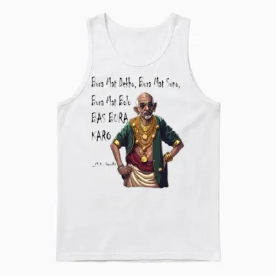 Funny Rapper Mahatma Gandhi Quote Bas Bura Karo Unisex Tank Top - White
