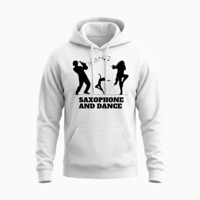 Saxophone and Dance.sax Sillhouet.jazz and Dance. Unisex Hoodie - White