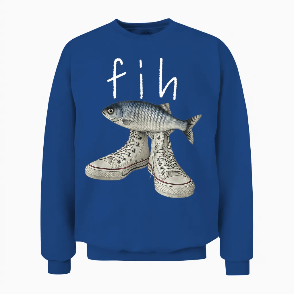 Fih Shoes Fish Funny Fit Wortspiel Meme Fih Calling Humor Unisex Sweatshirt in Royal