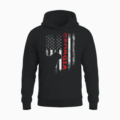 Georgia Usa Flag Patriotic. Ga Vintage Style Unisex Hoodie - Black