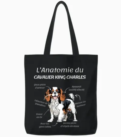 Cavalier King Charles Humour Women's Cavalier King Charles T-Shirt, Black, S Tote Bags - Black