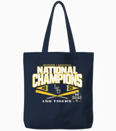 Lsu Tigers Baseball National Champs '25 College World Series Tote Bags - Navy
